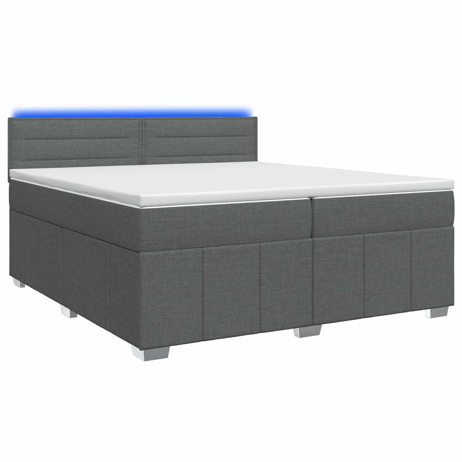 Boxspringbed met matras Donkergrijs 200 x 200 cm Stof