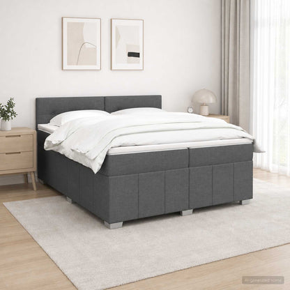 Boxspringbed met matras Donkergrijs 200 x 200 cm Stof