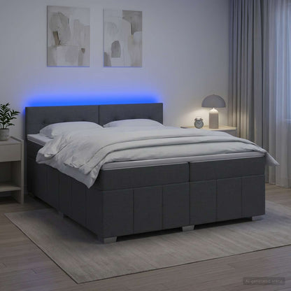 Boxspringbed met matras Donkergrijs 200 x 200 cm Stof