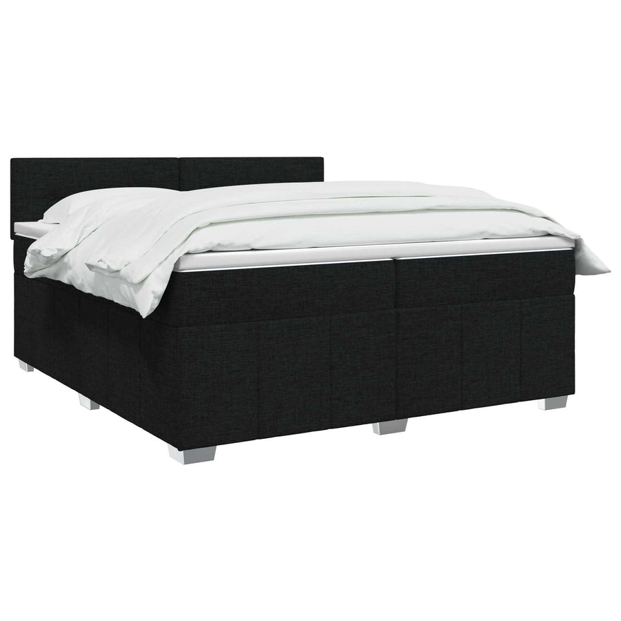 Boxspringbed met matras met hoofdeinde Zwart 200 x 200 cm Stof
