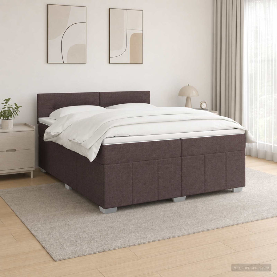 Boxspringbed met matras Donkerbruin 200 x 200 cm Stof