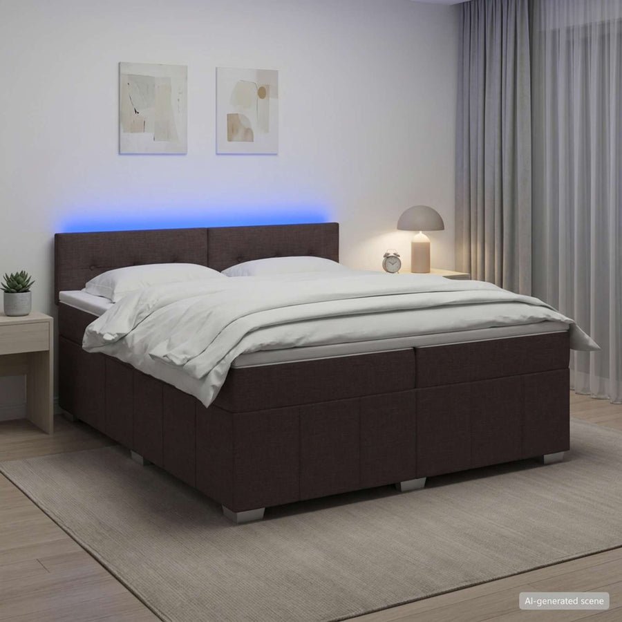 Boxspringbed met matras Donkerbruin 200 x 200 cm Stof