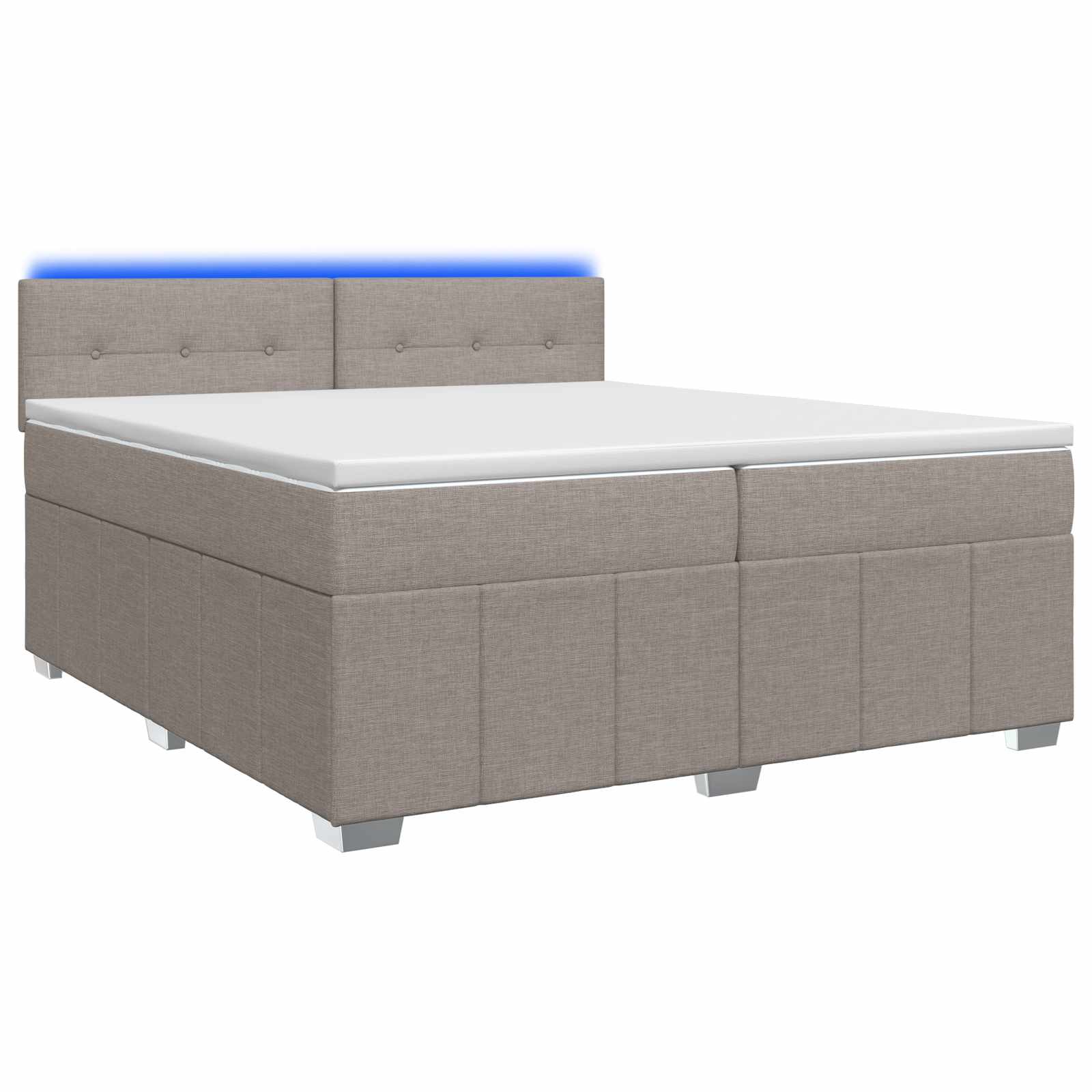 Boxspringbed met matras met hoofdeinde Taupe 200 x 200 cm Stof