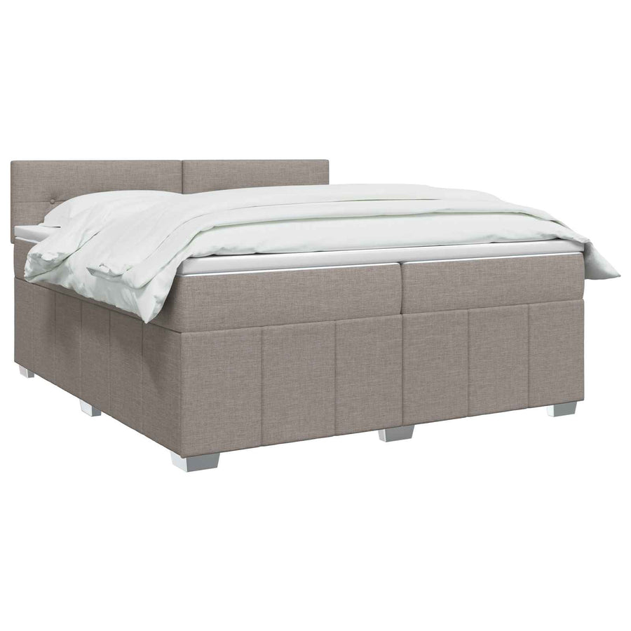 Boxspringbed met matras met hoofdeinde Taupe 200 x 200 cm Stof