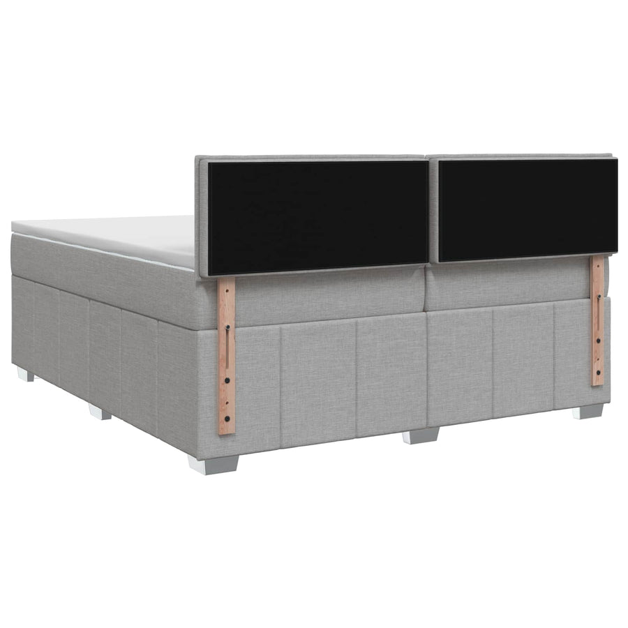 Boxspringbed met matras Lichtgrijs 200 x 200 cm Stof