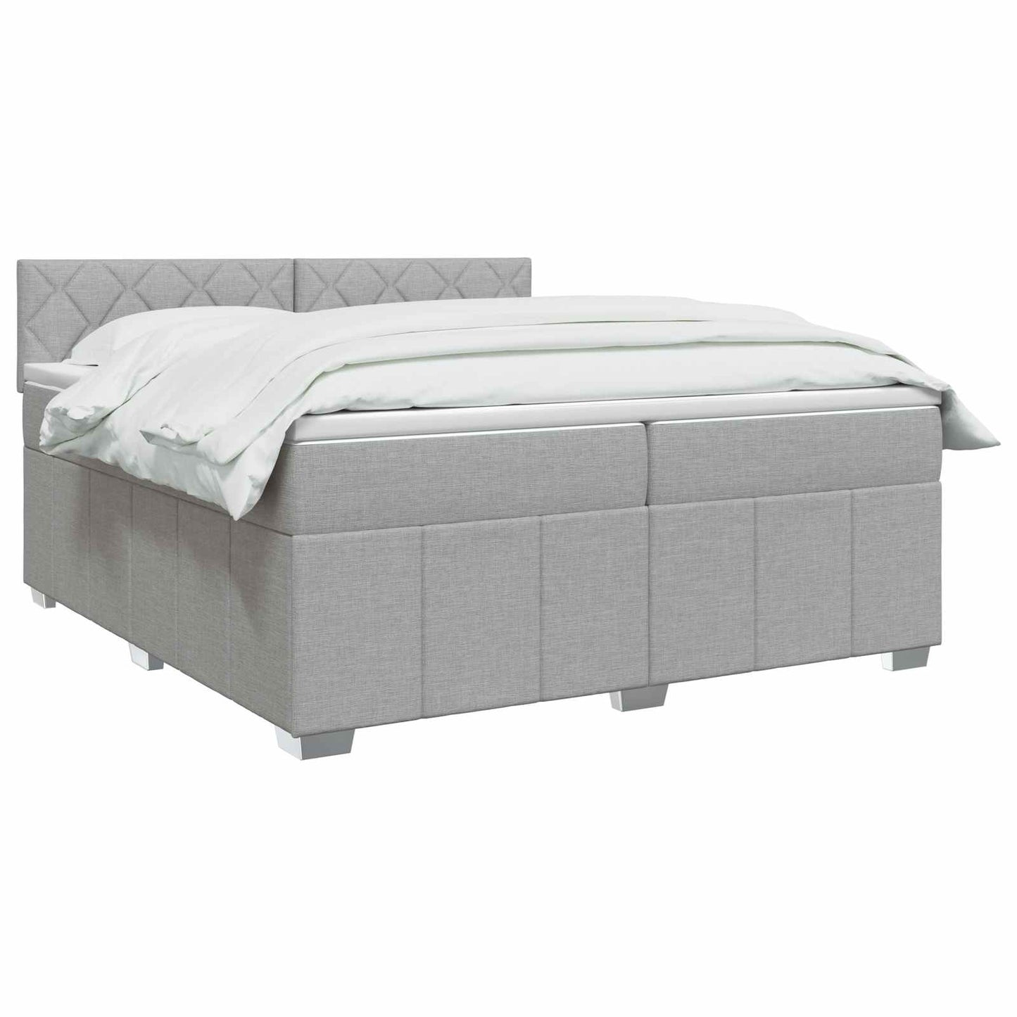 Boxspringbed met matras Lichtgrijs 200 x 200 cm Stof