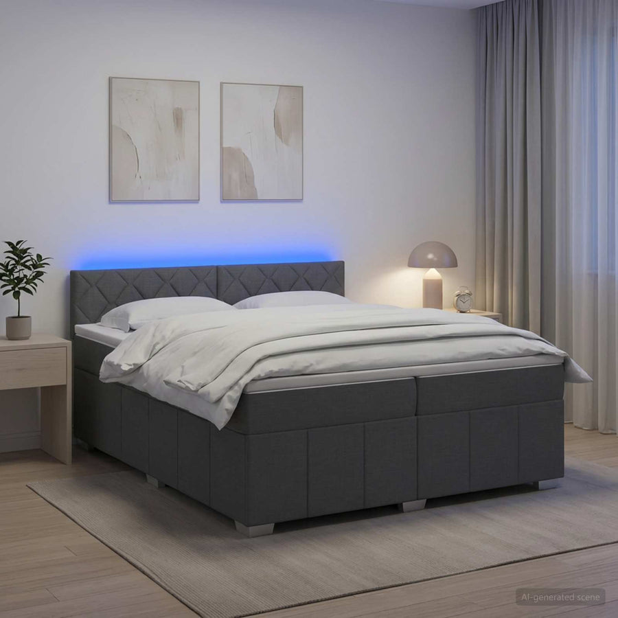 Boxspringbed met matras Donkergrijs 200 x 200 cm Stof