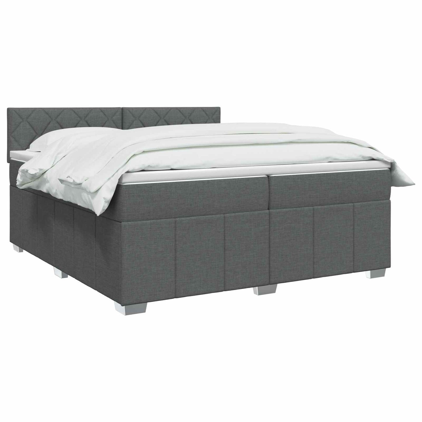 Boxspringbed met matras Donkergrijs 200 x 200 cm Stof
