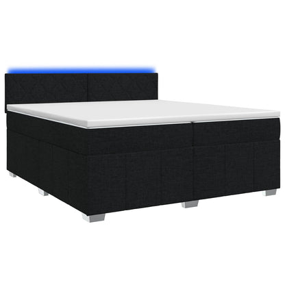 Boxspringbed met matras met hoofdeinde Zwart 200 x 200 cm Stof