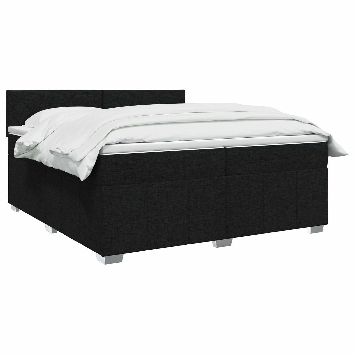 Boxspringbed met matras met hoofdeinde Zwart 200 x 200 cm Stof