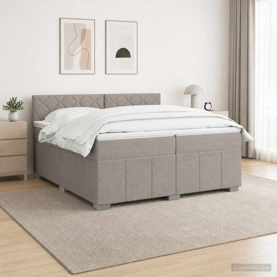 Boxspringbed met matras met hoofdeinde Taupe 200 x 200 cm Stof