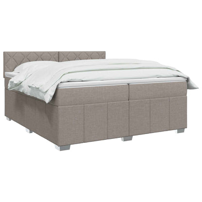 Boxspringbed met matras met hoofdeinde Taupe 200 x 200 cm Stof