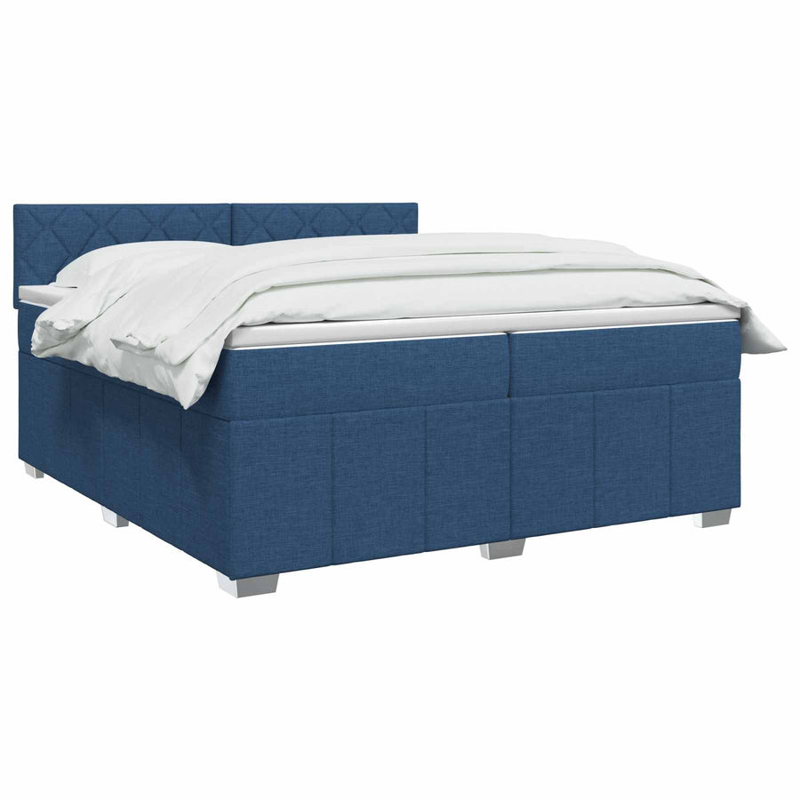 Boxspringbed met matras met hoofdeinde Blauw 200 x 200 cm Stof