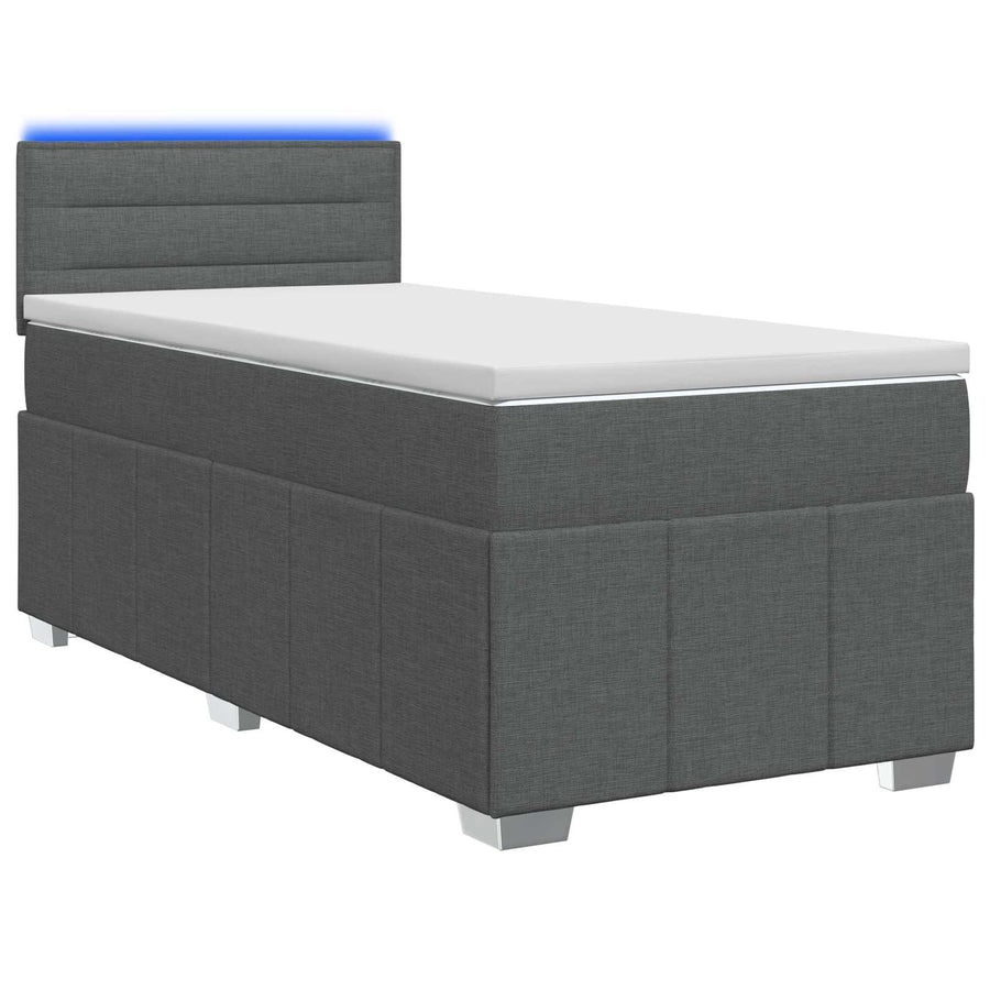 Boxspring Bed met Matras en LED Donkergrijs 90 x 190 cm Stof