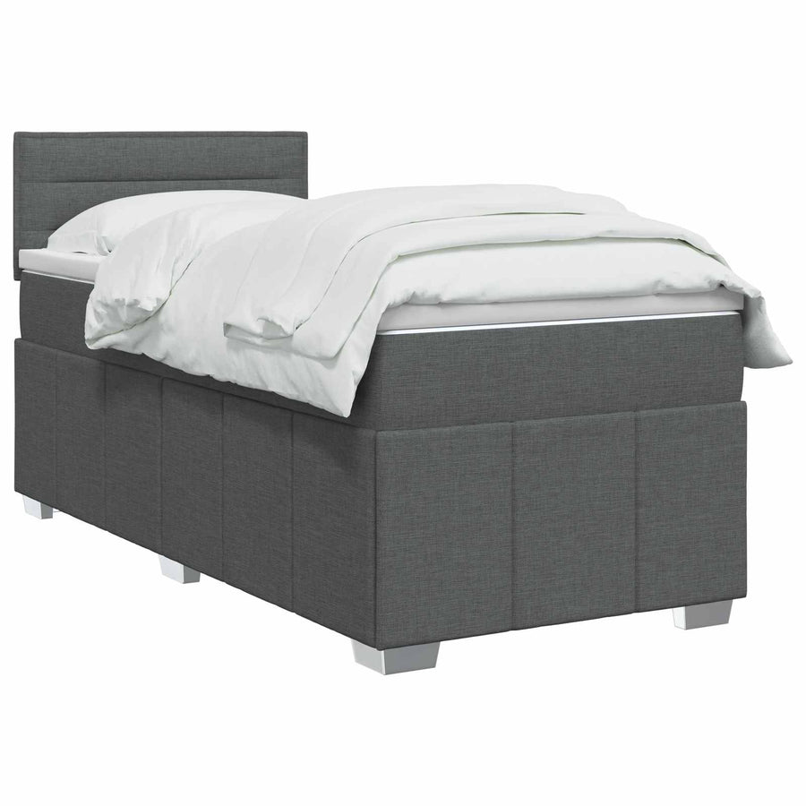 Boxspring Bed met Matras en LED Donkergrijs 90 x 190 cm Stof