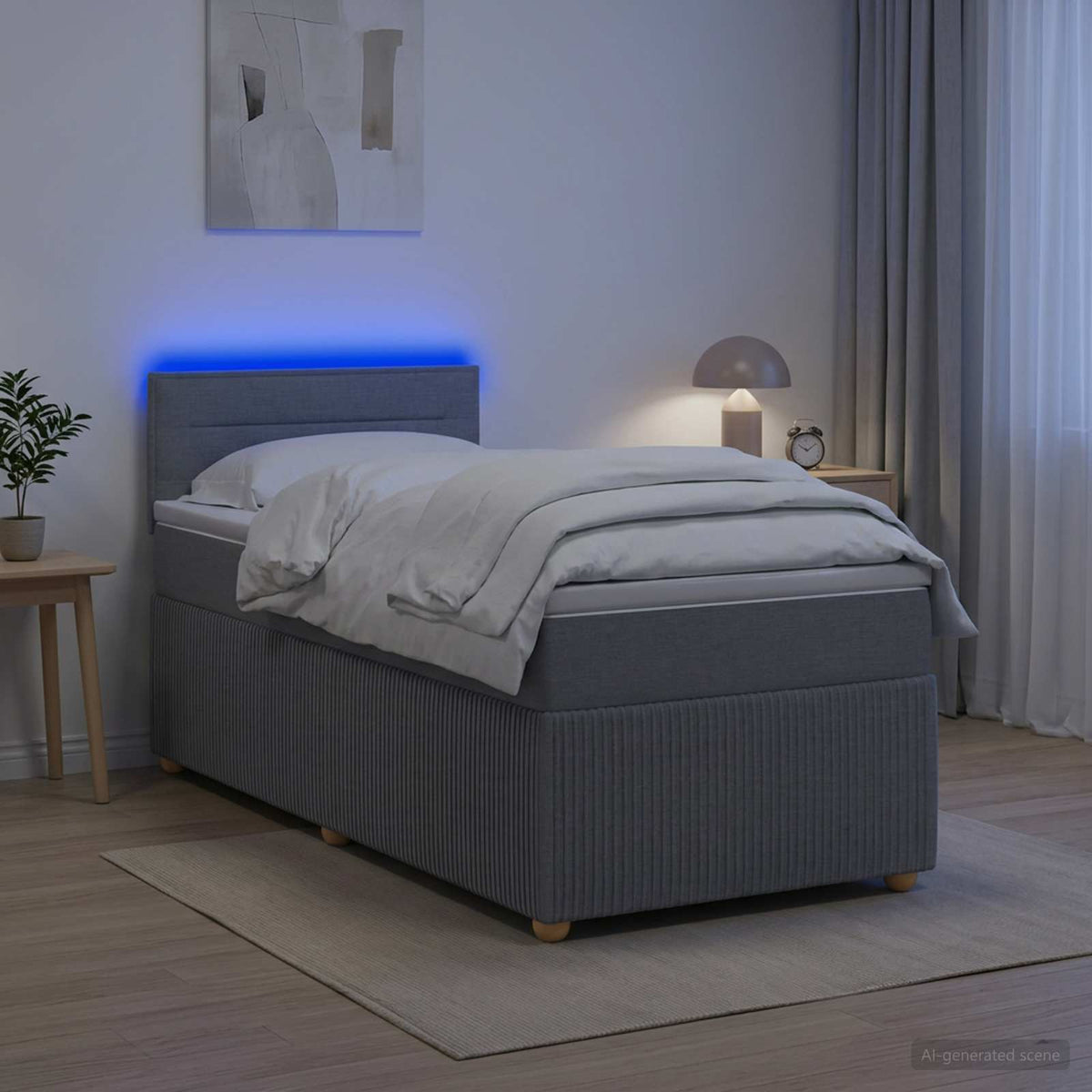 Boxspringbed met matras Lichtgrijs 100 x 200 cm Stof