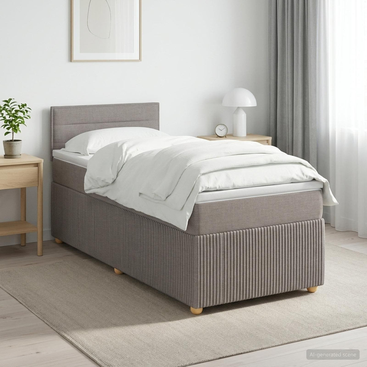 Boxspringbed met matras met hoofdeinde Taupe 100 x 200 cm Stof