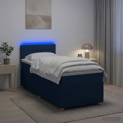 Boxspringbed met matras met hoofdeinde Blauw 90 x 200 cm Stof
