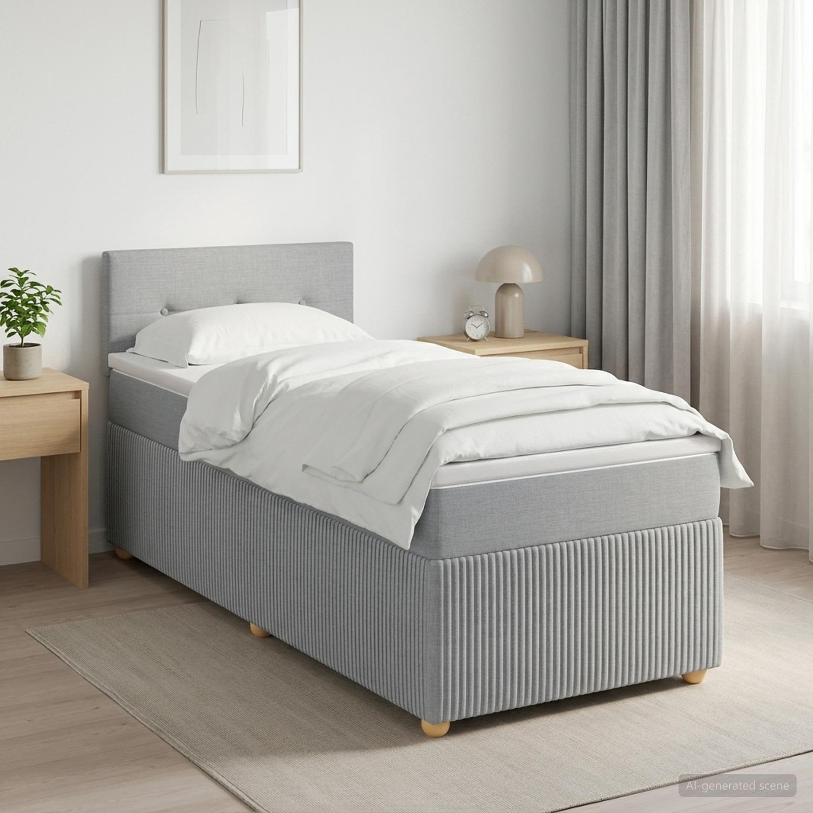 Boxspringbed met matras Lichtgrijs 100 x 200 cm Stof