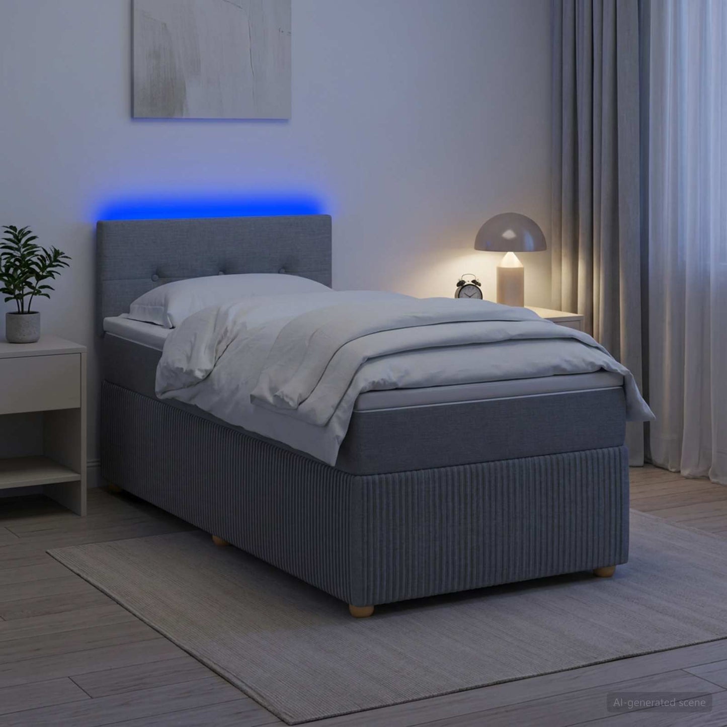 Boxspringbed met matras Lichtgrijs 80 x 200 cm Stof