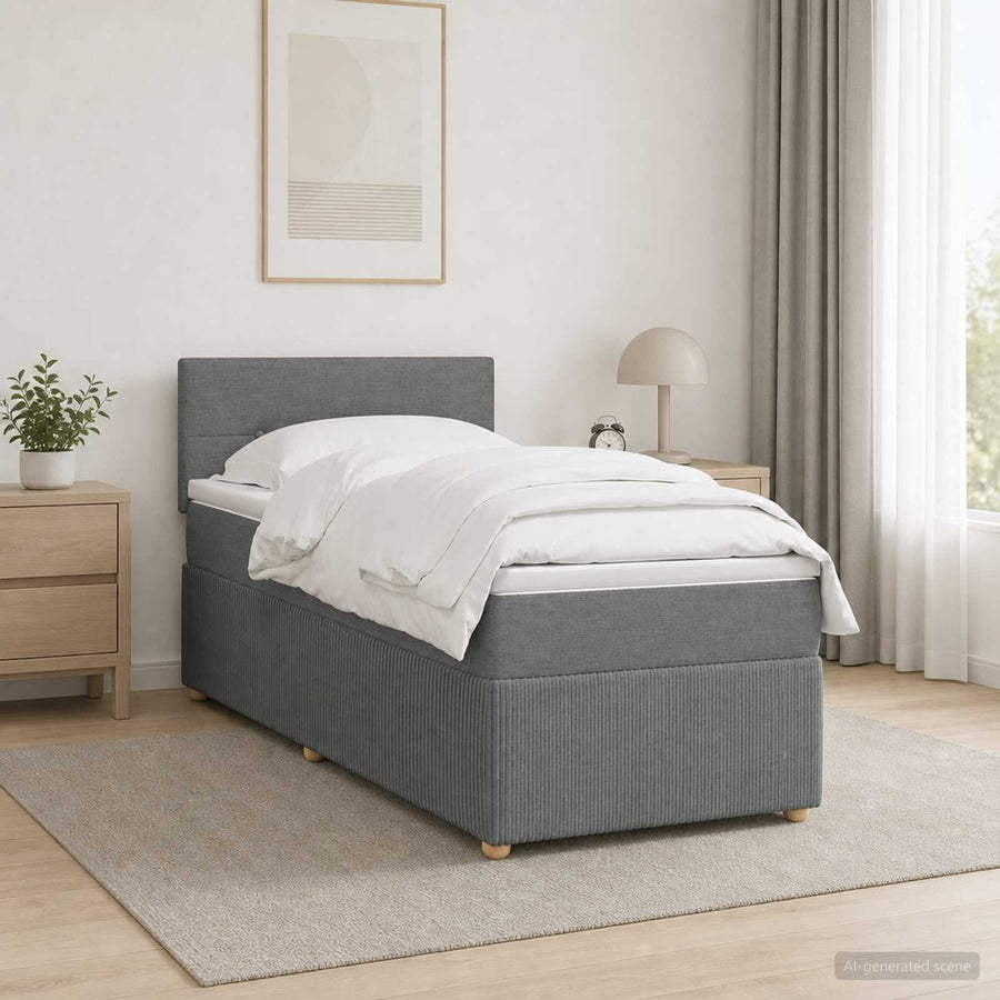 Boxspring Bed met Matras en LED Donkergrijs 90 x 190 cm Stof