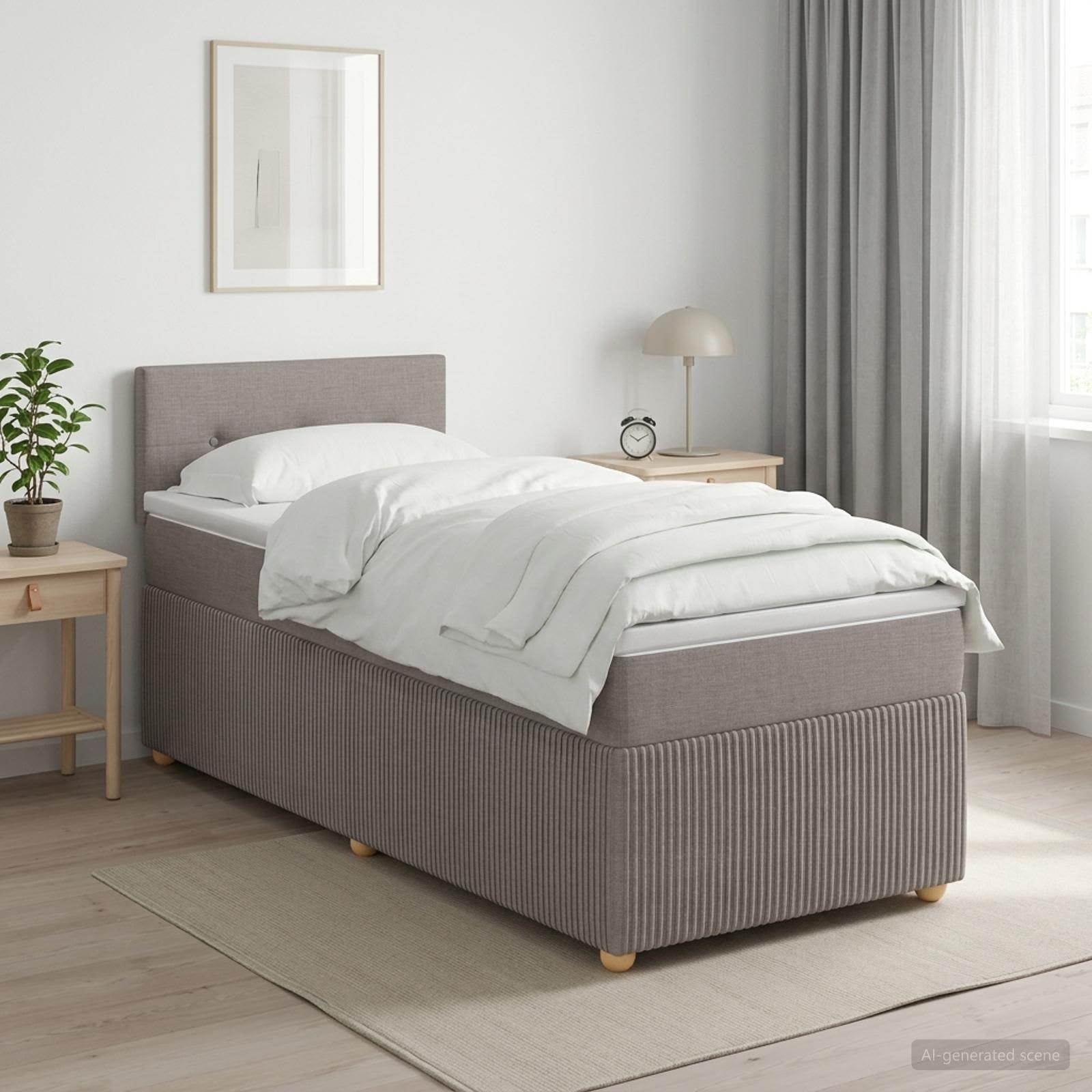 Boxspringbed met matras met hoofdeinde Taupe 90 x 200 cm Stof