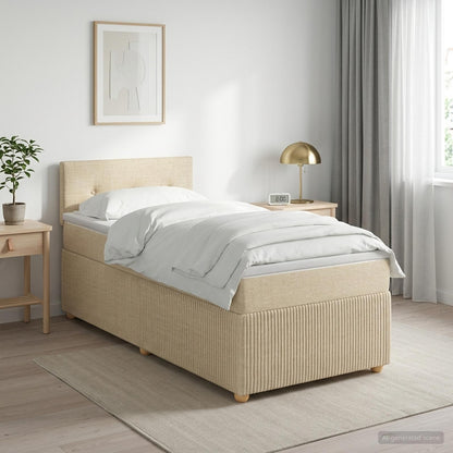 Boxspringbed met matras Crèmekleurig 90 x 200 cm Stof
