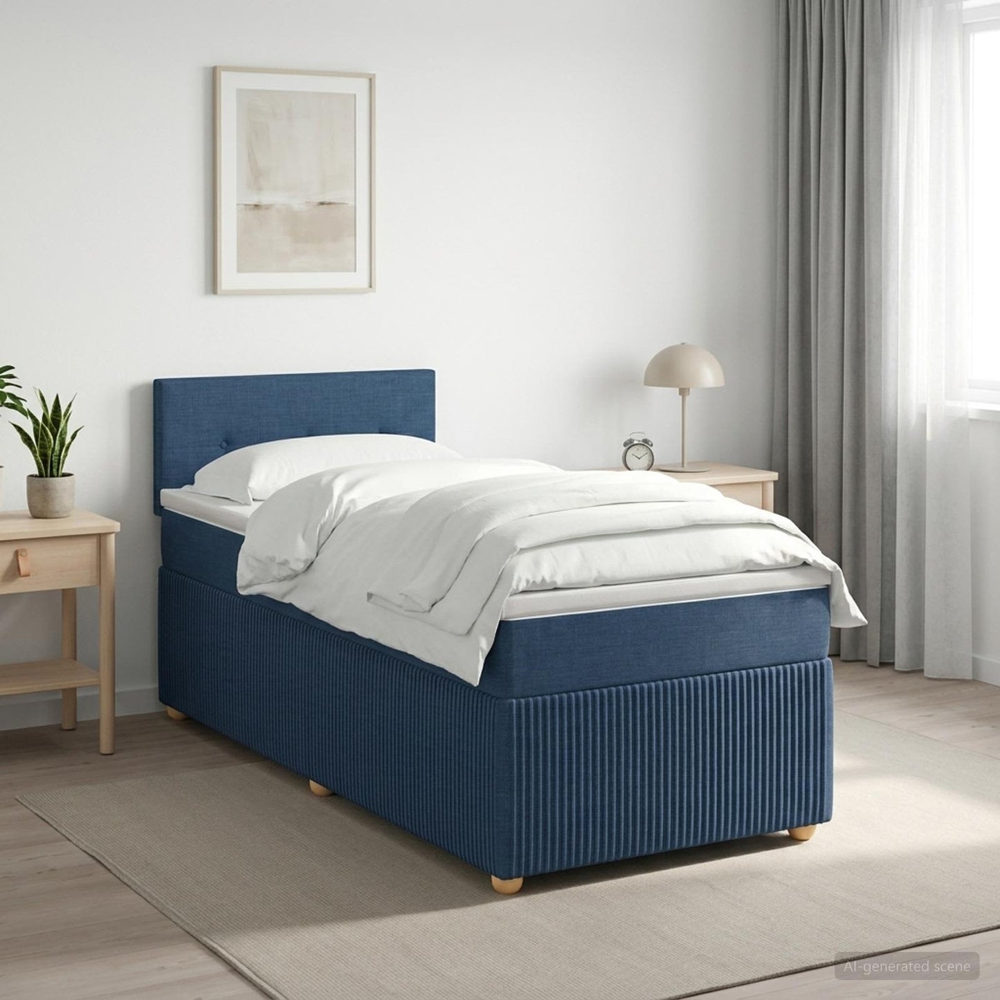 Boxspringbed met matras met hoofdeinde Blauw 80 x 200 cm Stof