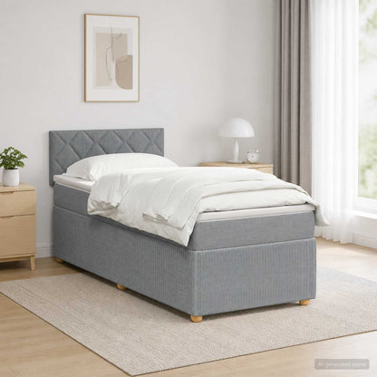 Boxspringbed met matras Lichtgrijs 100 x 200 cm Stof