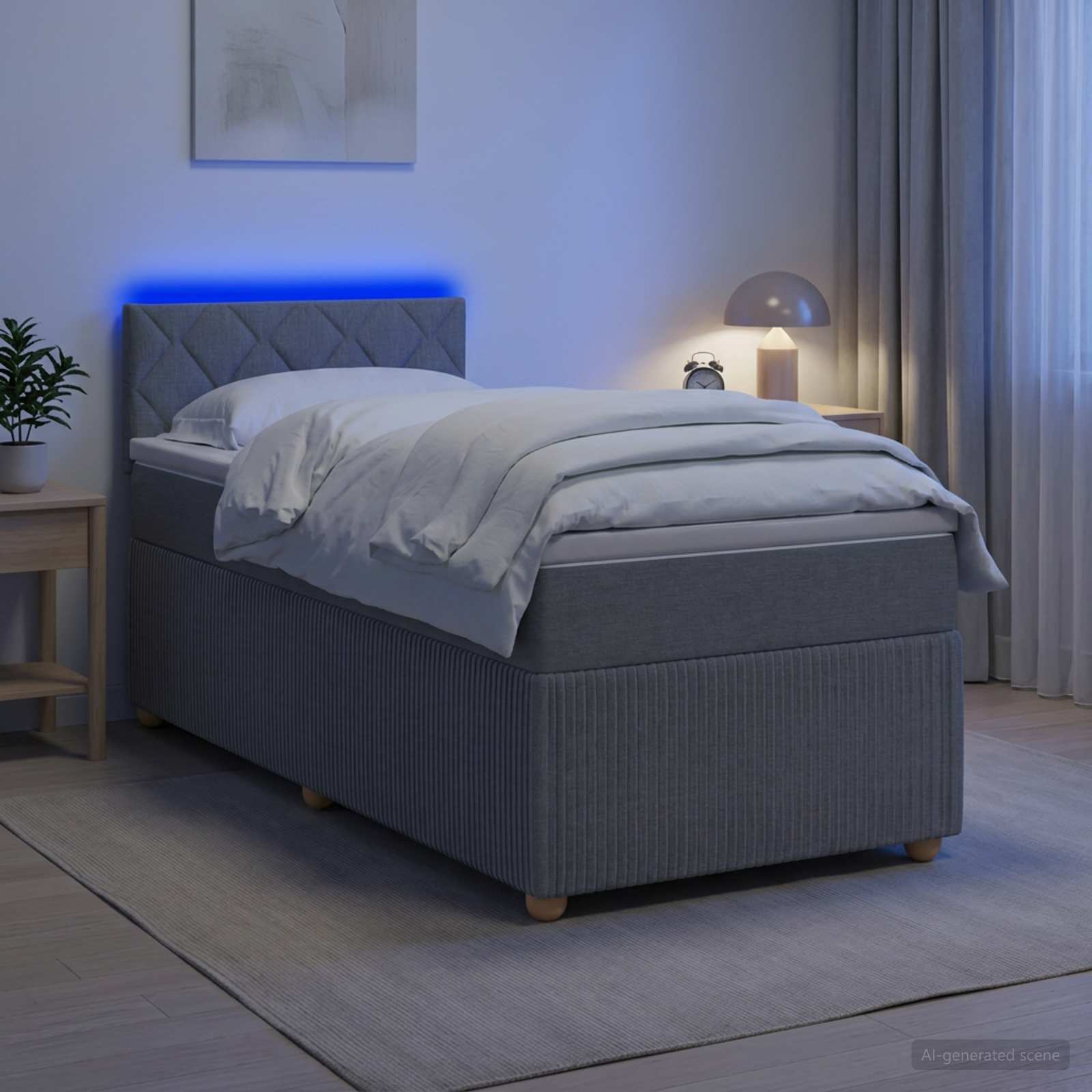 Boxspringbed met matras Lichtgrijs 100 x 200 cm Stof