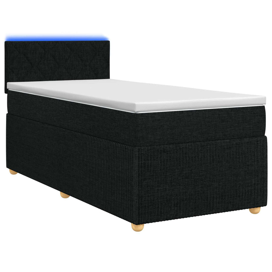 Boxspringbed met matras met hoofdeinde Zwart 90 x 190 cm Stof