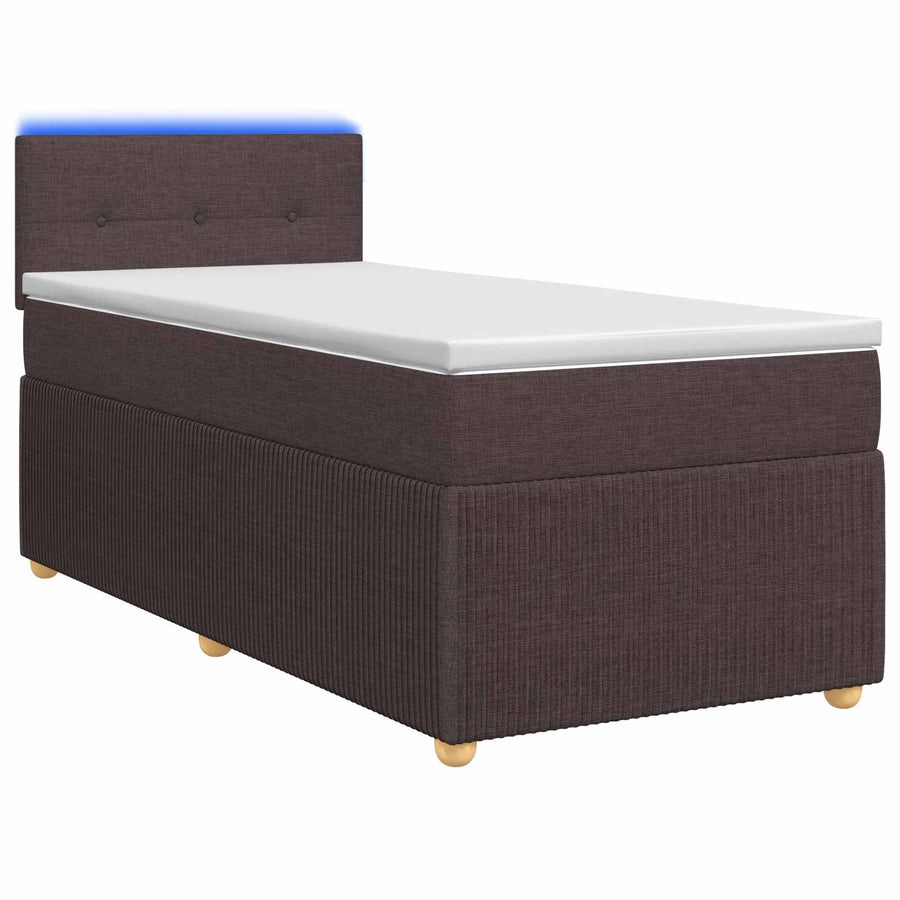 Boxspringbed met matras Donkerbruin 90 x 200 cm Stof
