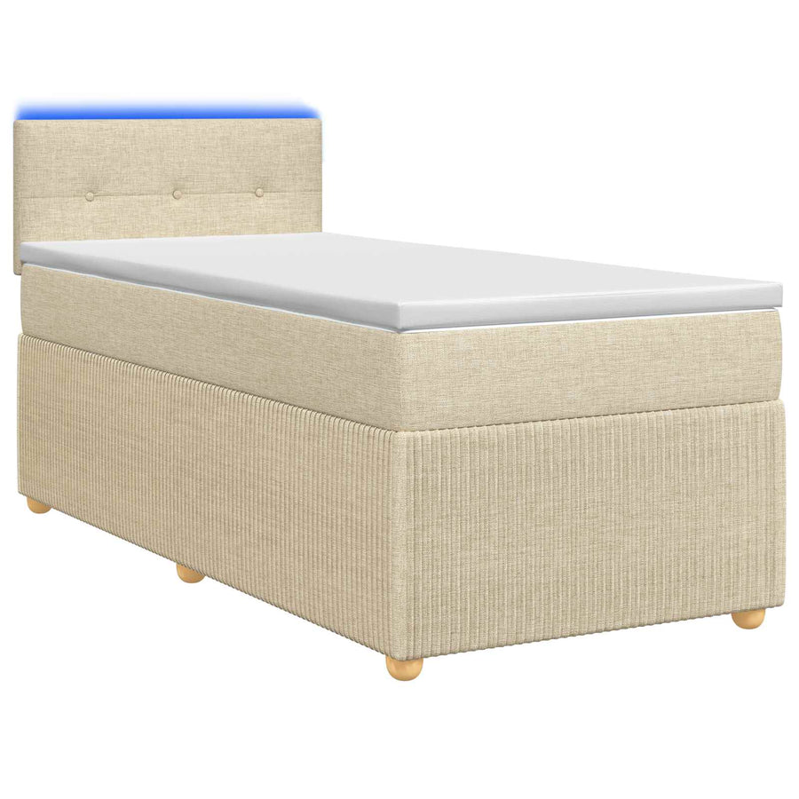 Boxspringbed met matras Crèmekleurig 90 x 200 cm Stof