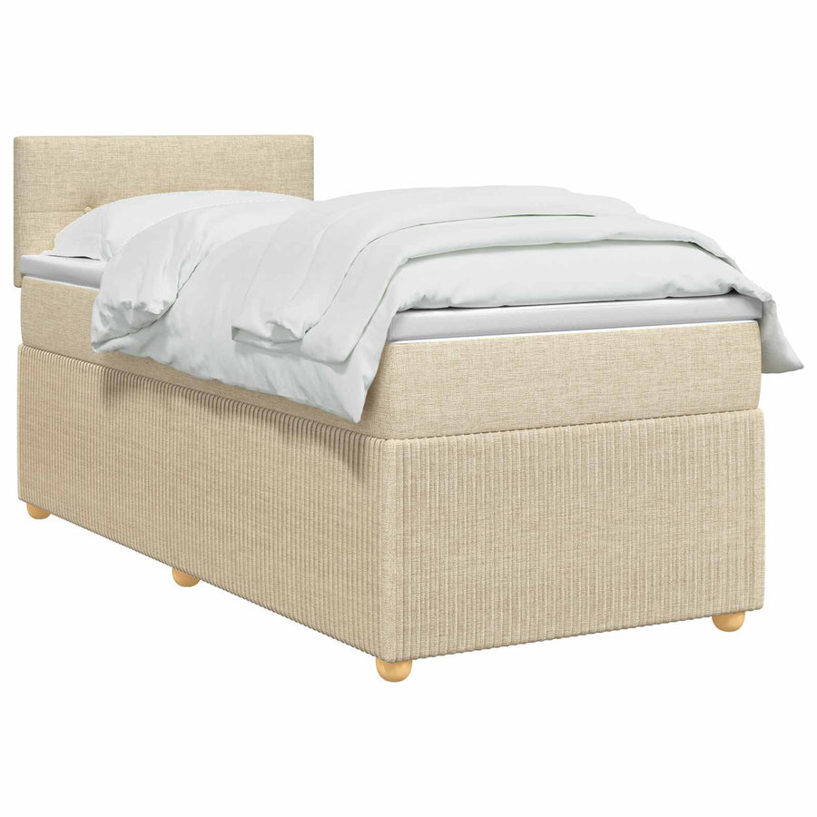 Boxspringbed met matras Crèmekleurig 90 x 200 cm Stof
