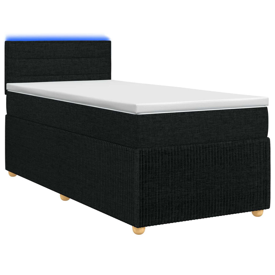 Boxspringbed met matras met hoofdeinde Zwart 100 x 200 cm Stof