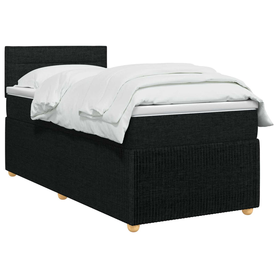 Boxspringbed met matras met hoofdeinde Zwart 100 x 200 cm Stof