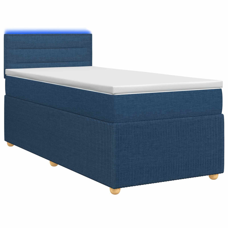 Boxspringbed met matras met hoofdeinde Blauw 100 x 200 cm Stof