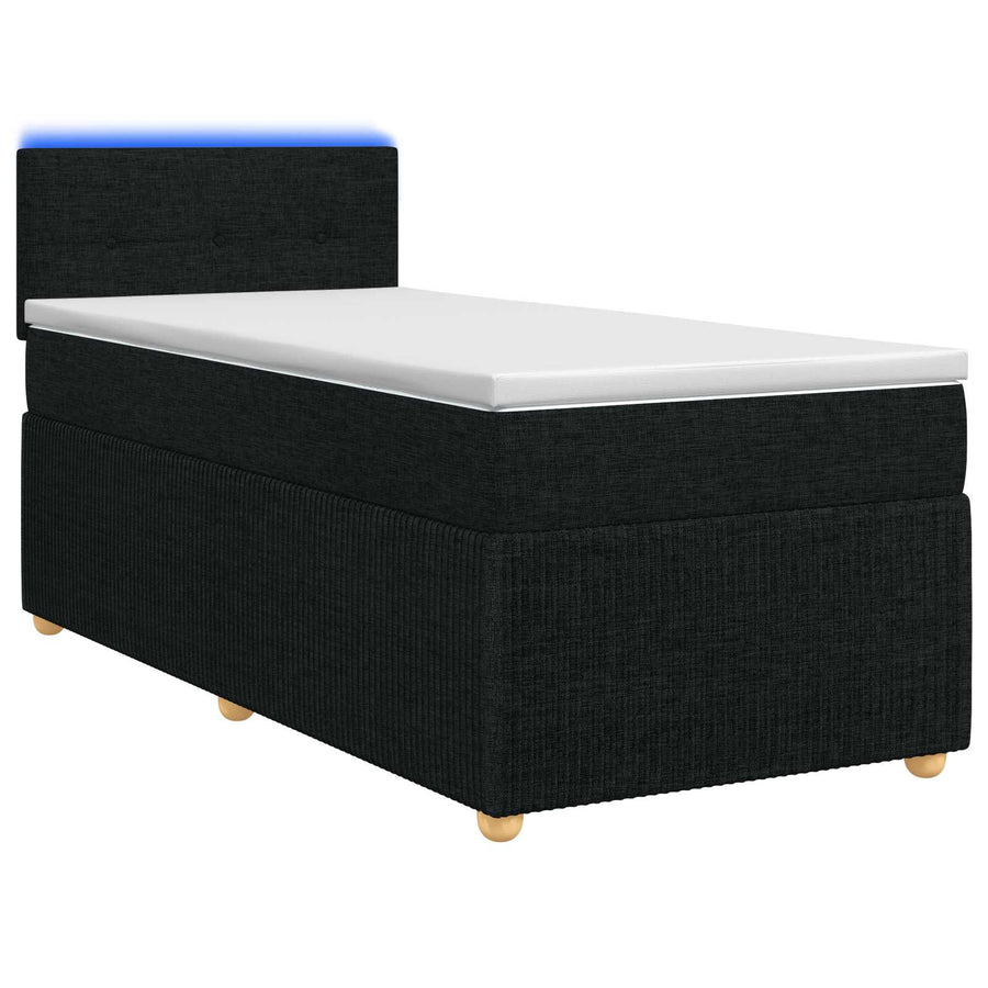 Boxspringbed met matras met hoofdeinde Zwart 100 x 200 cm Stof