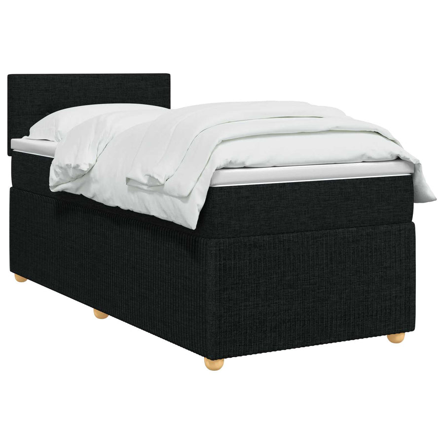 Boxspringbed met matras met hoofdeinde Zwart 100 x 200 cm Stof