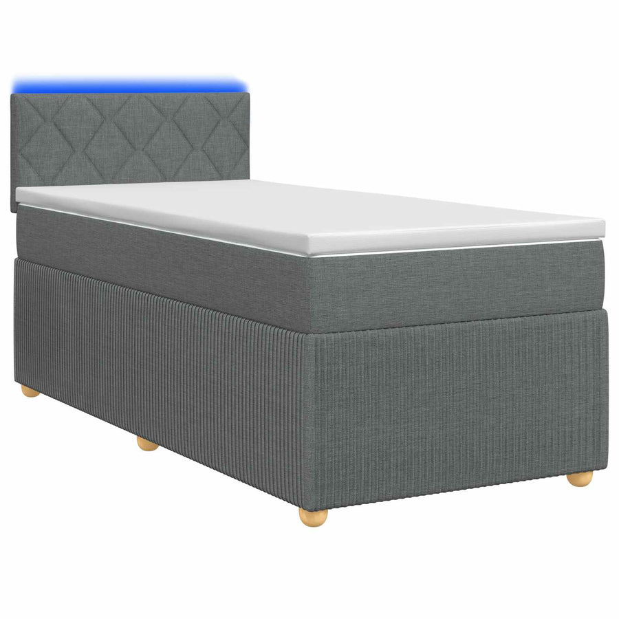 Boxspringbed met matras Donkergrijs 100 x 200 cm Stof