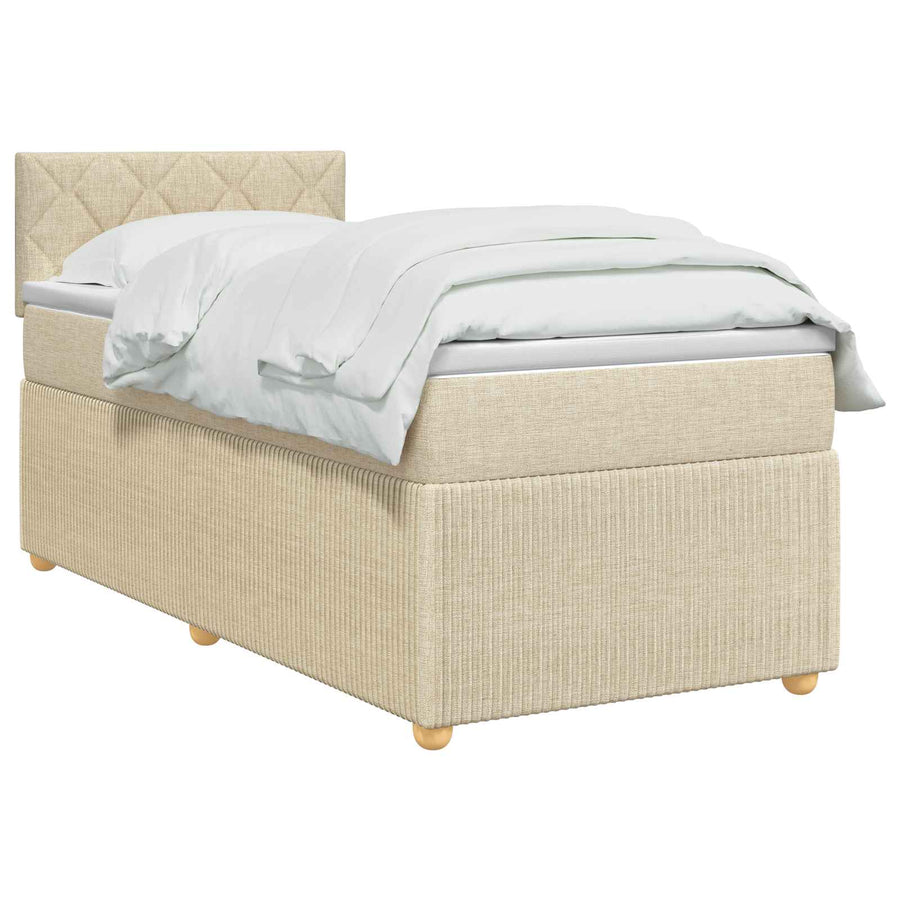 Boxspringbed met matras Crèmekleurig 100 x 200 cm Stof