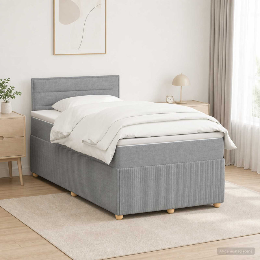 Boxspringbed met matras Lichtgrijs 120 x 190 cm Stof