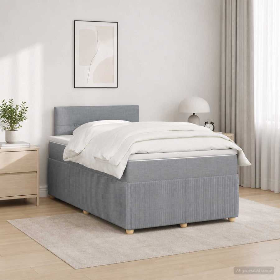 Boxspringbed met matras Lichtgrijs 120 x 190 cm Stof