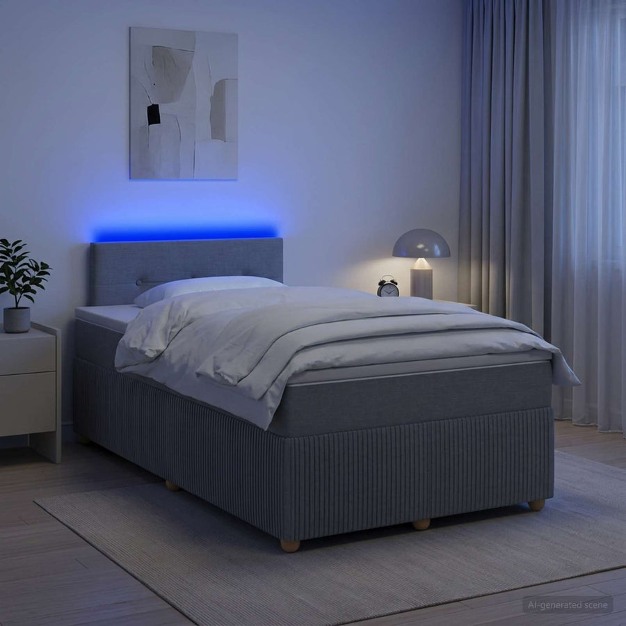 Boxspringbed met matras Lichtgrijs 120 x 190 cm Stof