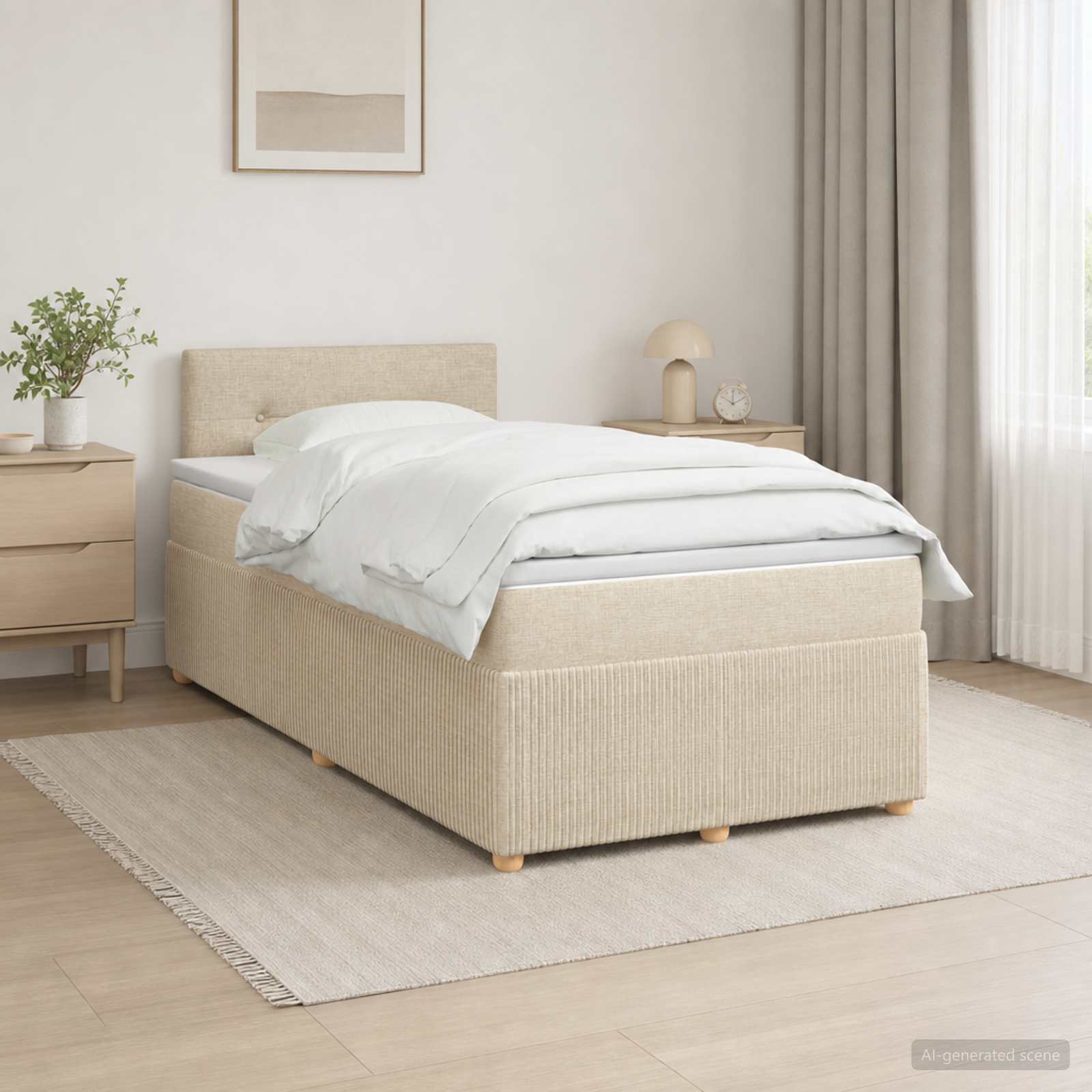 Boxspringbed met matras Crèmekleurig 120 x 190 cm Stof