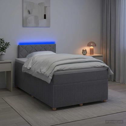 Boxspringbed met matras Lichtgrijs 120 x 200 cm Stof