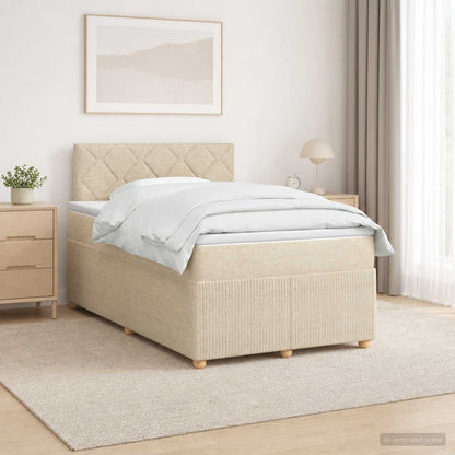 Boxspringbed met matras Crèmekleurig 120 x 190 cm Stof