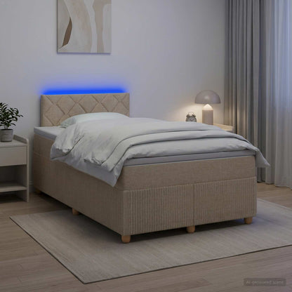 Boxspringbed met matras Crèmekleurig 120 x 190 cm Stof