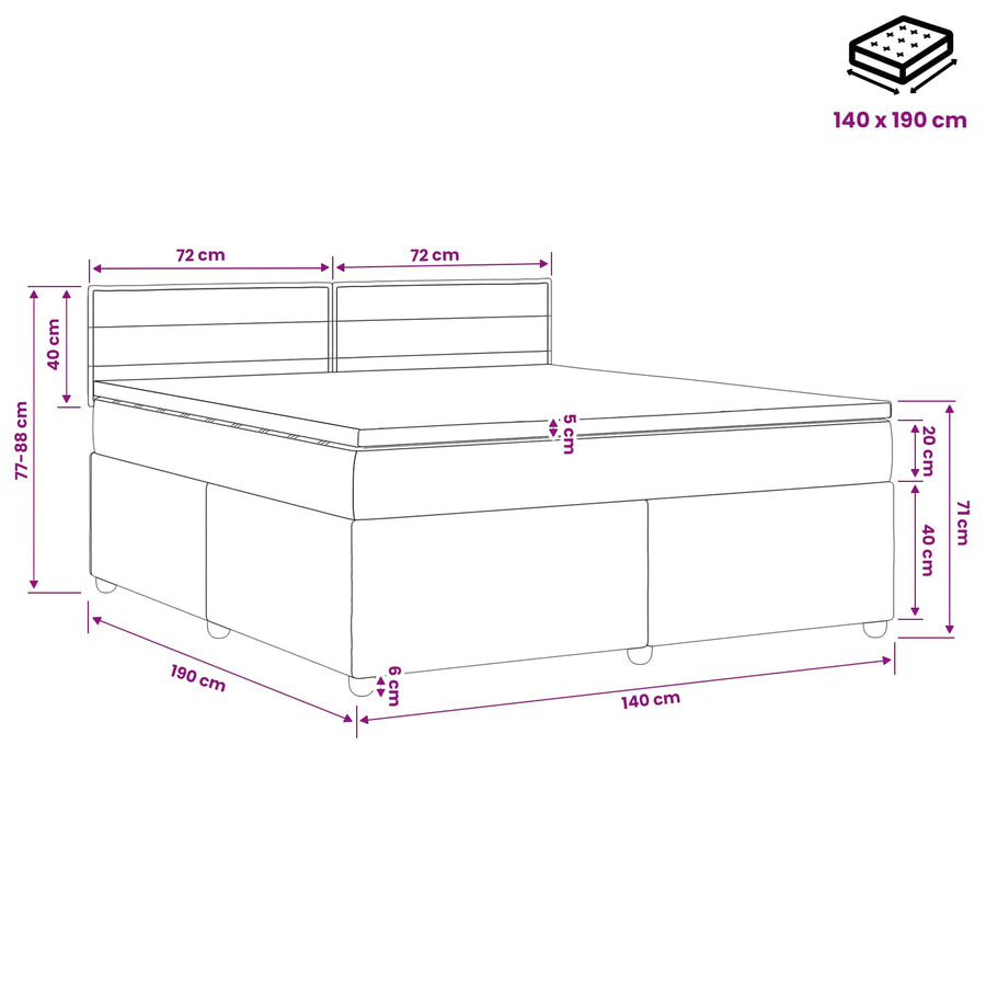 Boxspringbed met matras Donkergrijs 140 x 190 cm Stof