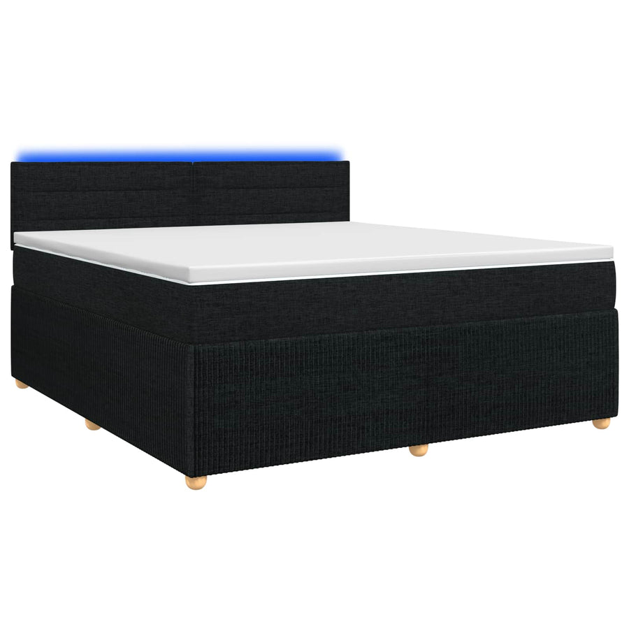 Boxspringbed met matras met hoofdeinde Zwart 140 x 190 cm Stof